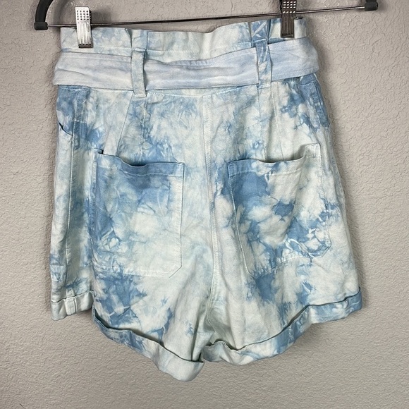 New ALC Davidson Bleached Shorts High Rise Paperbag Tie Waist Belt Linen Blend 0 - Picture 7 of 14